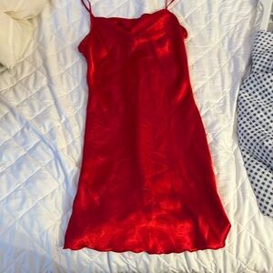 Bebe red satin cowl neck mini dress; size S; worn twice
